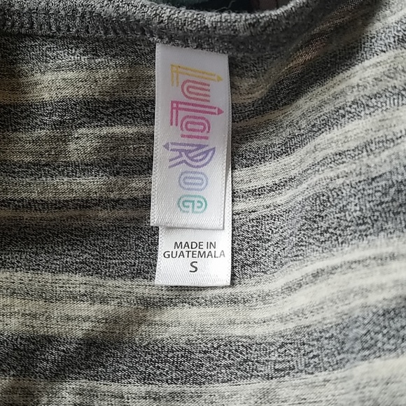 Small Lularoe Classic Tee in Gray and Cream Strips - Picture 3 of 5